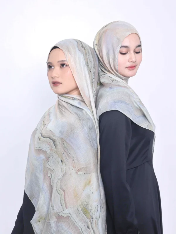 Wnd Shawl - Printed Cotton Pashmina in DESERT SAGE (Hijab Motif Pashmina) - Image 6