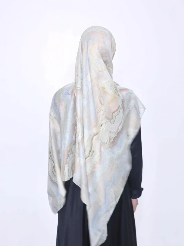 Wnd Shawl - Printed Cotton Pashmina in DESERT SAGE (Hijab Motif Pashmina) - Image 3