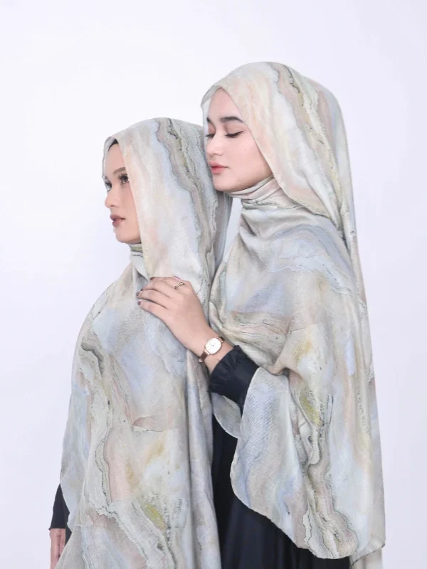 Wnd Shawl - Printed Cotton Pashmina in DESERT SAGE (Hijab Motif Pashmina) - Image 8