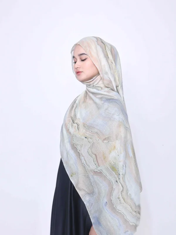 Wnd Shawl - Printed Cotton Pashmina in DESERT SAGE (Hijab Motif Pashmina) - Image 7