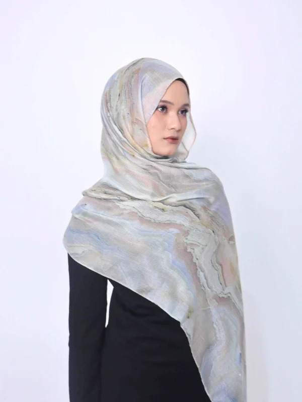 Wnd Shawl - Printed Cotton Pashmina in DESERT SAGE (Hijab Motif Pashmina) - Image 5