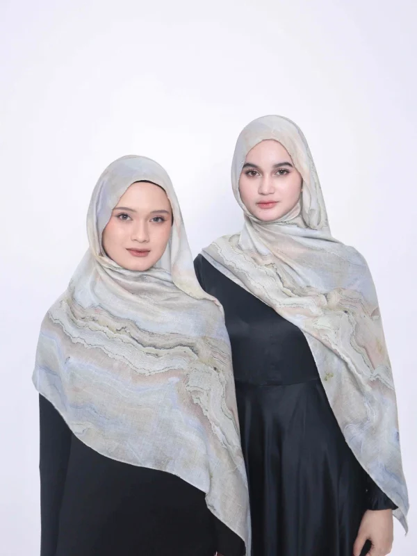 Wnd Shawl - Printed Cotton Pashmina in DESERT SAGE (Hijab Motif Pashmina) - Image 4