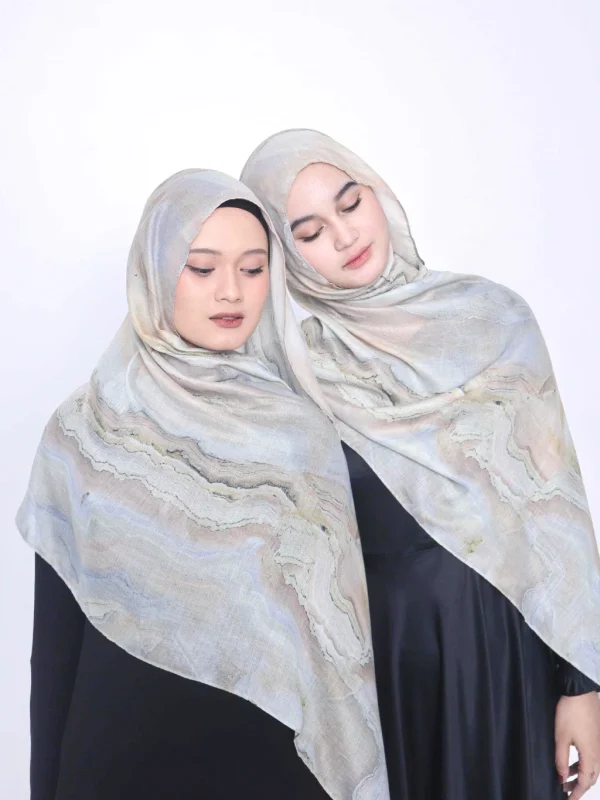 Wnd Shawl - Printed Cotton Pashmina in DESERT SAGE (Hijab Motif Pashmina) - Image 2