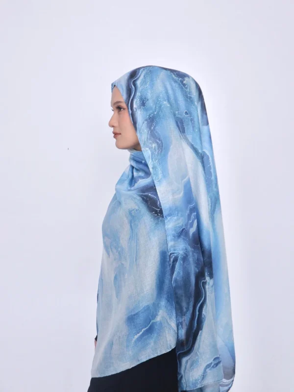 Wnd Shawl - Printed Cotton Pashmina in AQUARE (Hijab Motif Pashmina) - Image 9