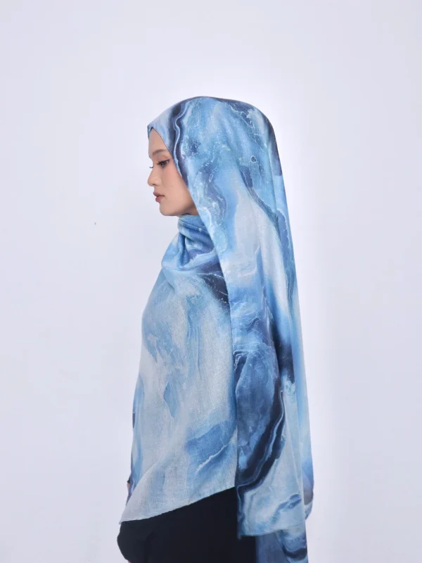 Wnd Shawl - Printed Cotton Pashmina in AQUARE (Hijab Motif Pashmina) - Image 6