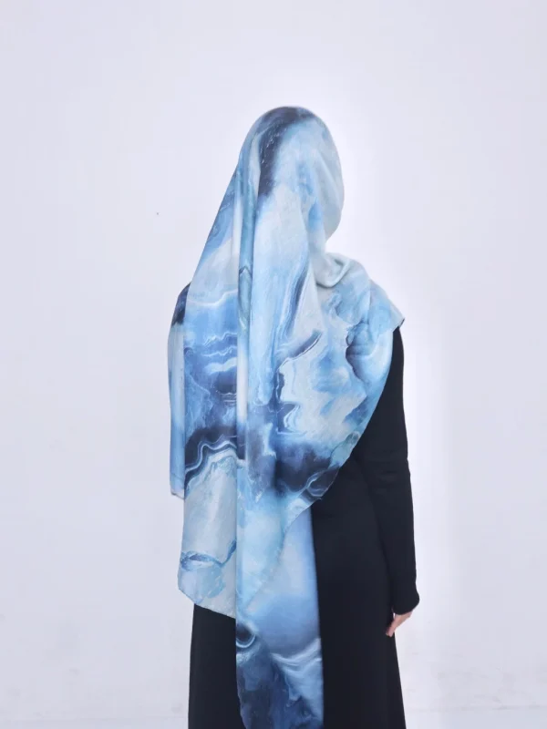 Wnd Shawl - Printed Cotton Pashmina in AQUARE (Hijab Motif Pashmina) - Image 3