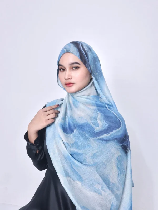 Wnd Shawl - Printed Cotton Pashmina in AQUARE (Hijab Motif Pashmina) - Image 5