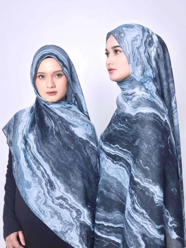 Wnd Shawl - Printed Cotton Pashmina in MIDNIGHT (Hijab Motif Pashmina) - Image 7