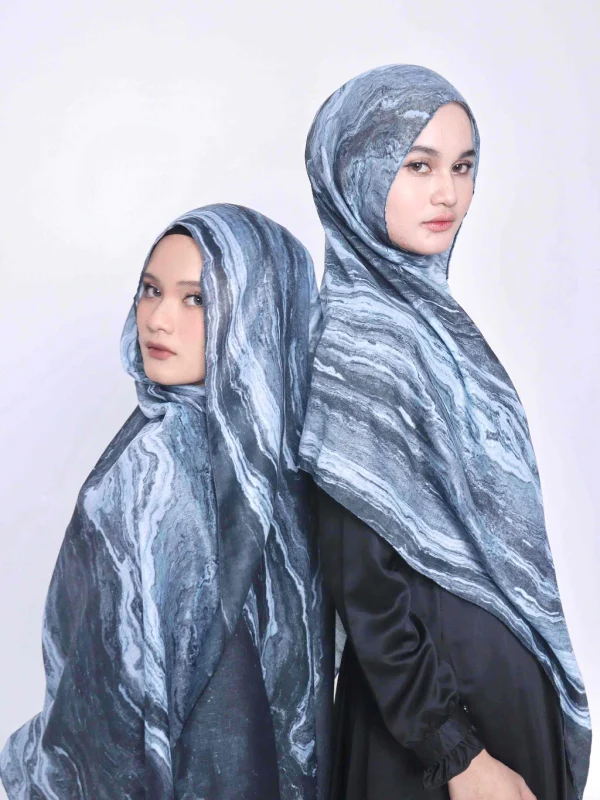 Wnd Shawl - Printed Cotton Pashmina in MIDNIGHT (Hijab Motif Pashmina)