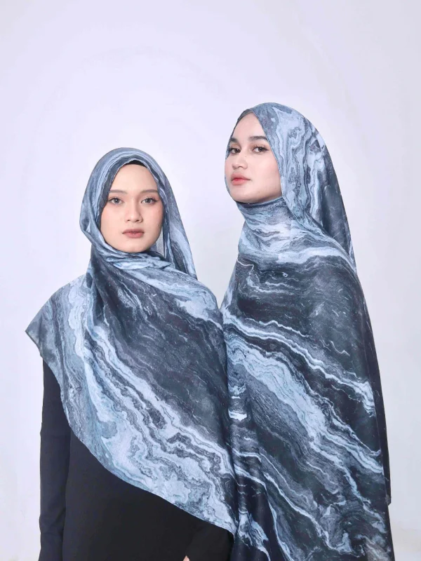 Wnd Shawl - Printed Cotton Pashmina in MIDNIGHT (Hijab Motif Pashmina) - Image 5