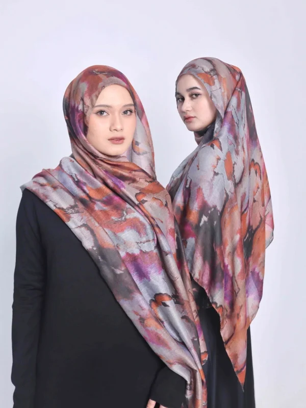 Wnd Shawl - Printed Cotton Pashmina in TWILIGHT (Hijab Motif Pashmina) - Image 2